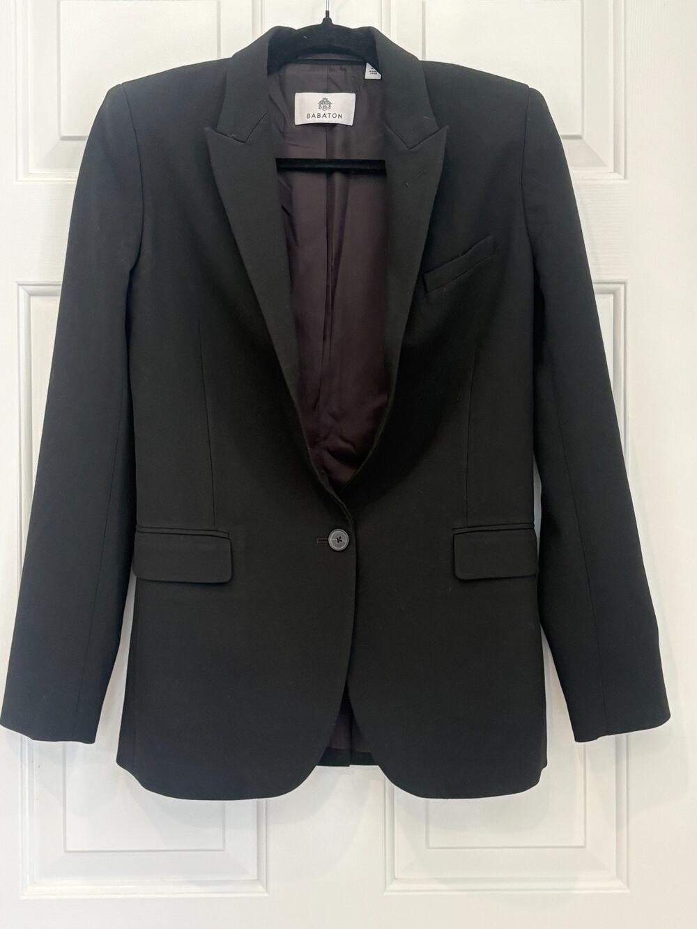 Aritzia Babaton Black Classic Tailored Blazer Jacket Suit Single Button XXS 00-2